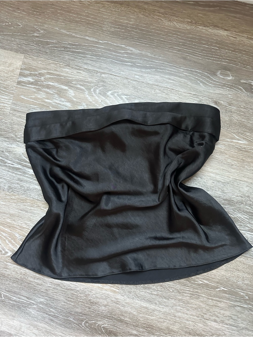 Satin Strapless Black Top